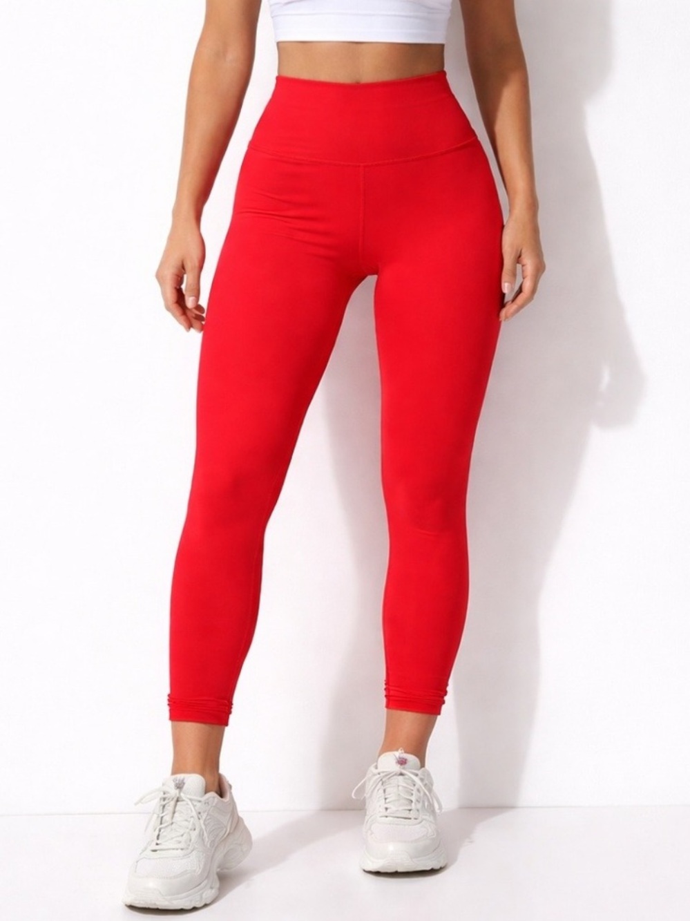 WILO red ribbed rushed leggings